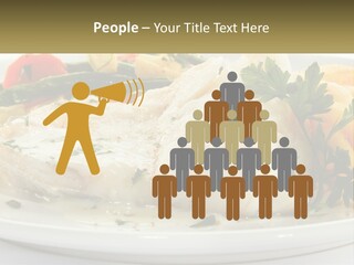A White Plate Topped With Fish And Vegetables PowerPoint Template