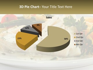 A White Plate Topped With Fish And Vegetables PowerPoint Template
