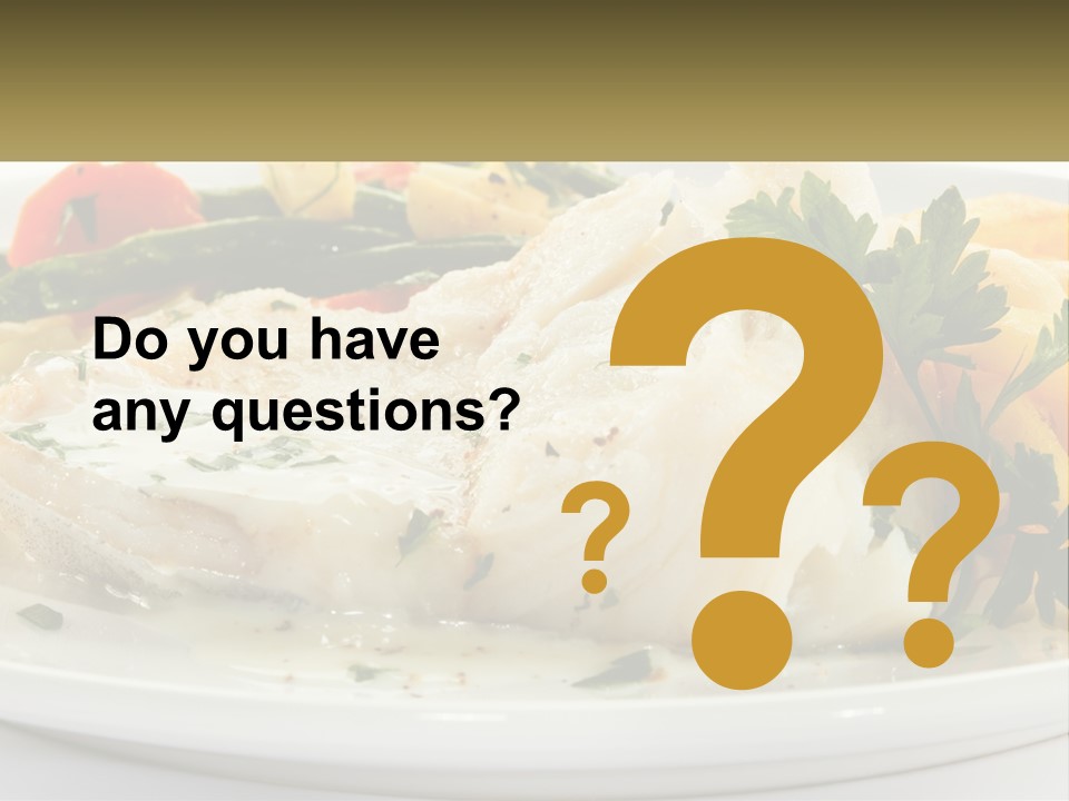 A White Plate Topped With Fish And Vegetables PowerPoint Template