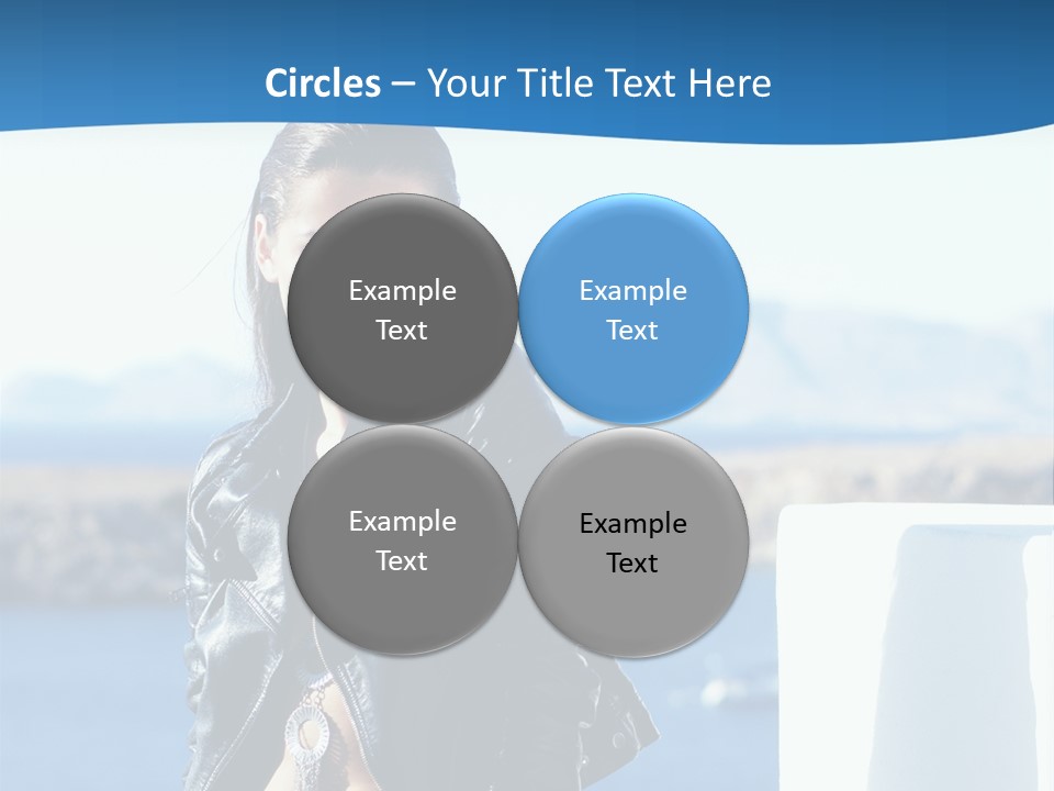 A Woman In A Leather Jacket Is Posing For A Picture PowerPoint Template