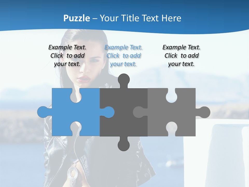 A Woman In A Leather Jacket Is Posing For A Picture PowerPoint Template