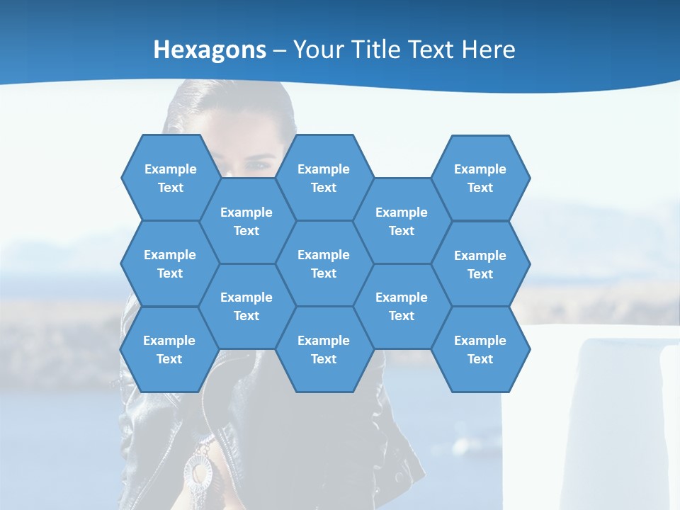 A Woman In A Leather Jacket Is Posing For A Picture PowerPoint Template