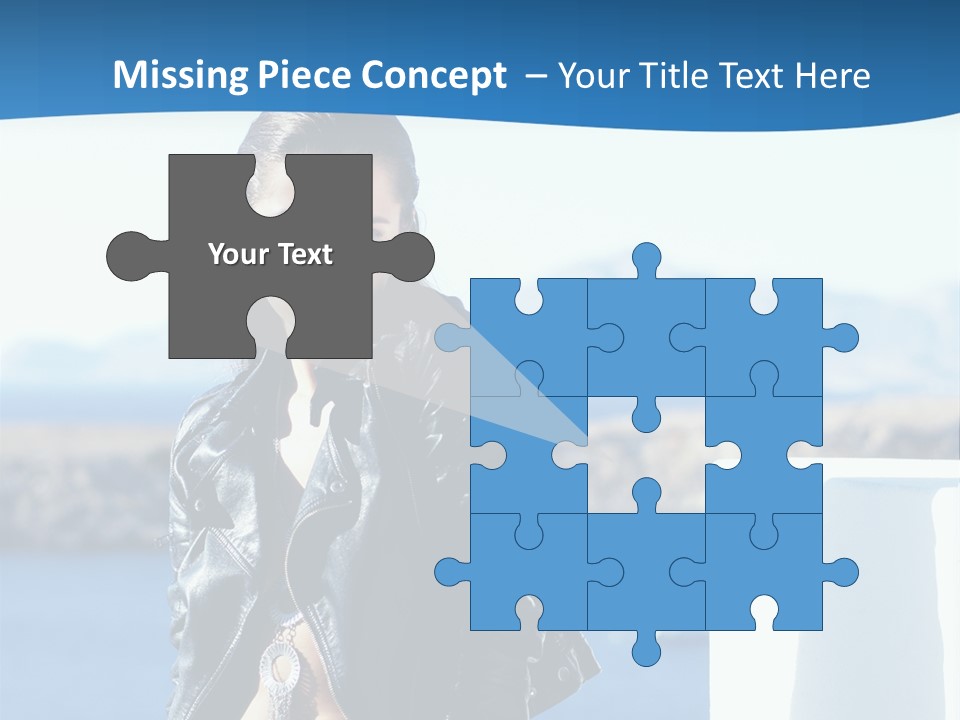 A Woman In A Leather Jacket Is Posing For A Picture PowerPoint Template