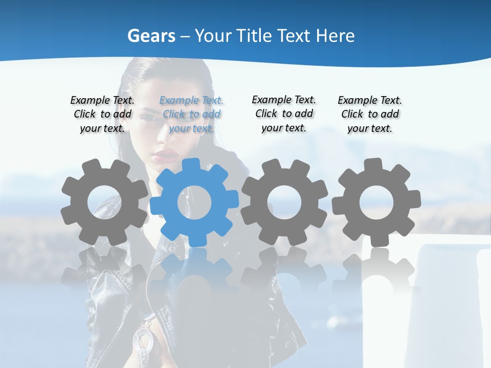 A Woman In A Leather Jacket Is Posing For A Picture PowerPoint Template