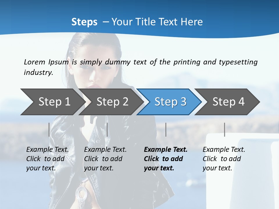 A Woman In A Leather Jacket Is Posing For A Picture PowerPoint Template