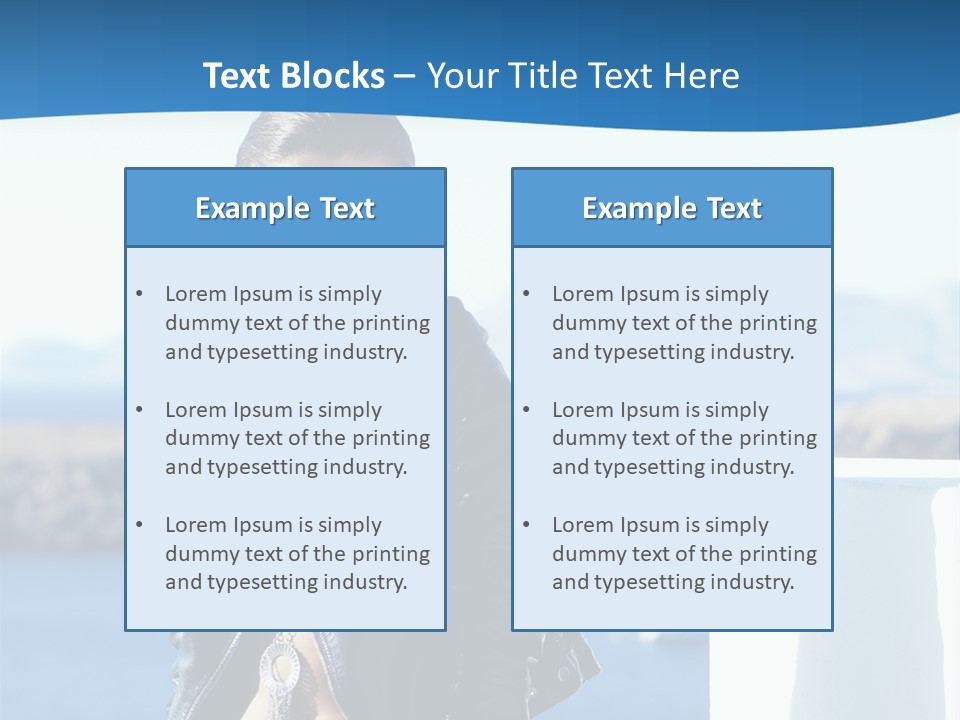 A Woman In A Leather Jacket Is Posing For A Picture PowerPoint Template