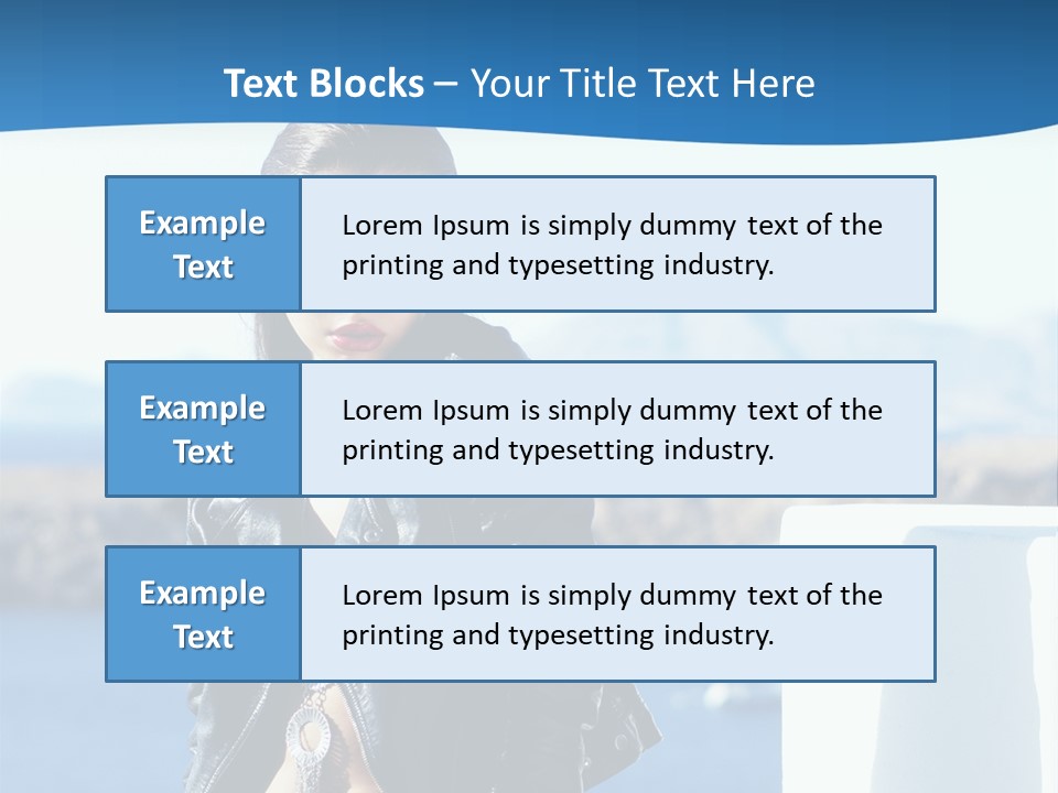 A Woman In A Leather Jacket Is Posing For A Picture PowerPoint Template