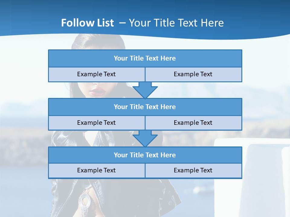 A Woman In A Leather Jacket Is Posing For A Picture PowerPoint Template