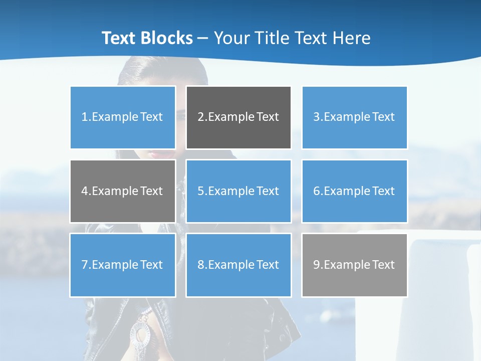 A Woman In A Leather Jacket Is Posing For A Picture PowerPoint Template