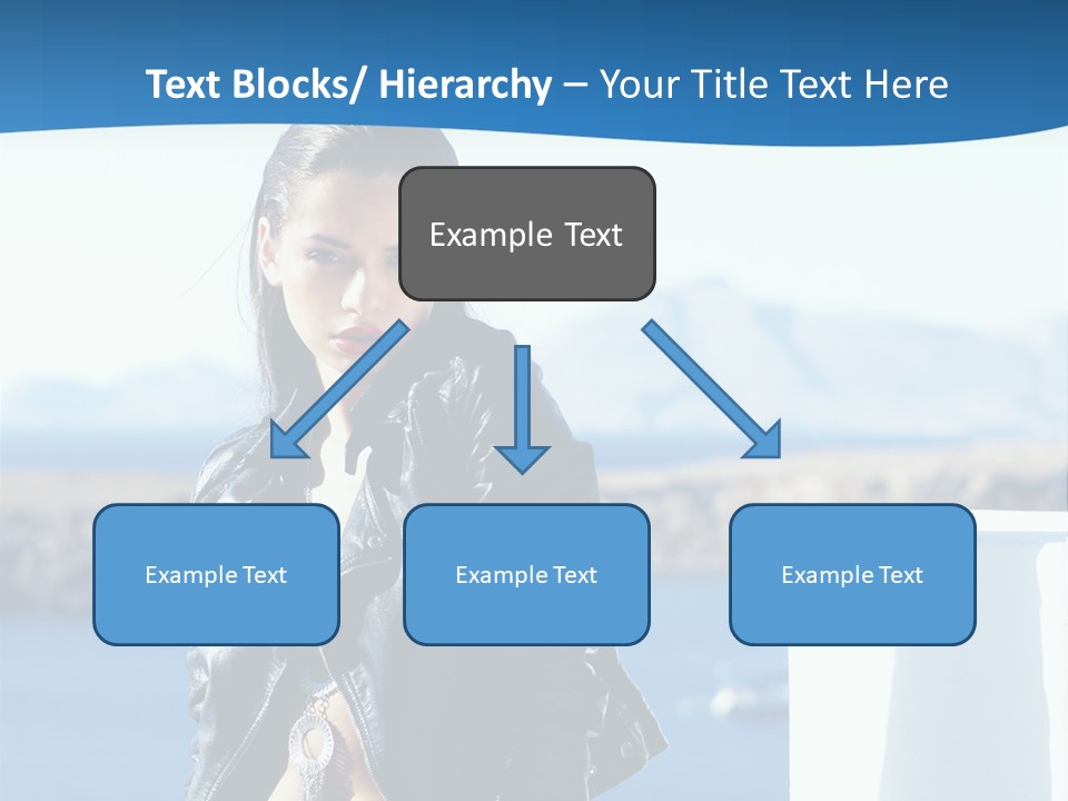 A Woman In A Leather Jacket Is Posing For A Picture PowerPoint Template