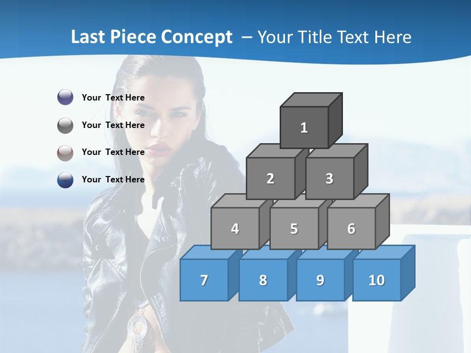 A Woman In A Leather Jacket Is Posing For A Picture PowerPoint Template