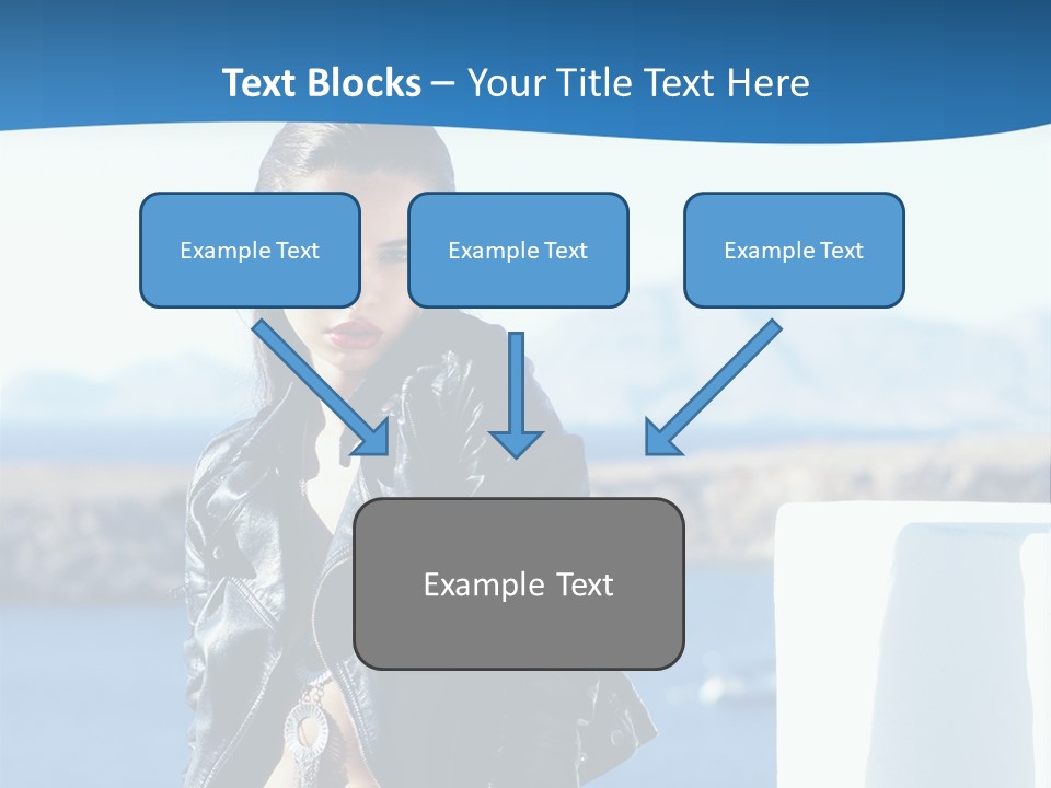 A Woman In A Leather Jacket Is Posing For A Picture PowerPoint Template