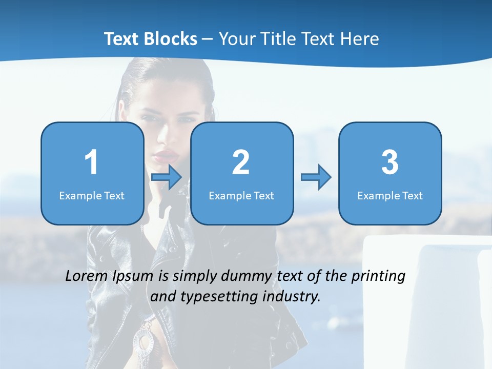A Woman In A Leather Jacket Is Posing For A Picture PowerPoint Template
