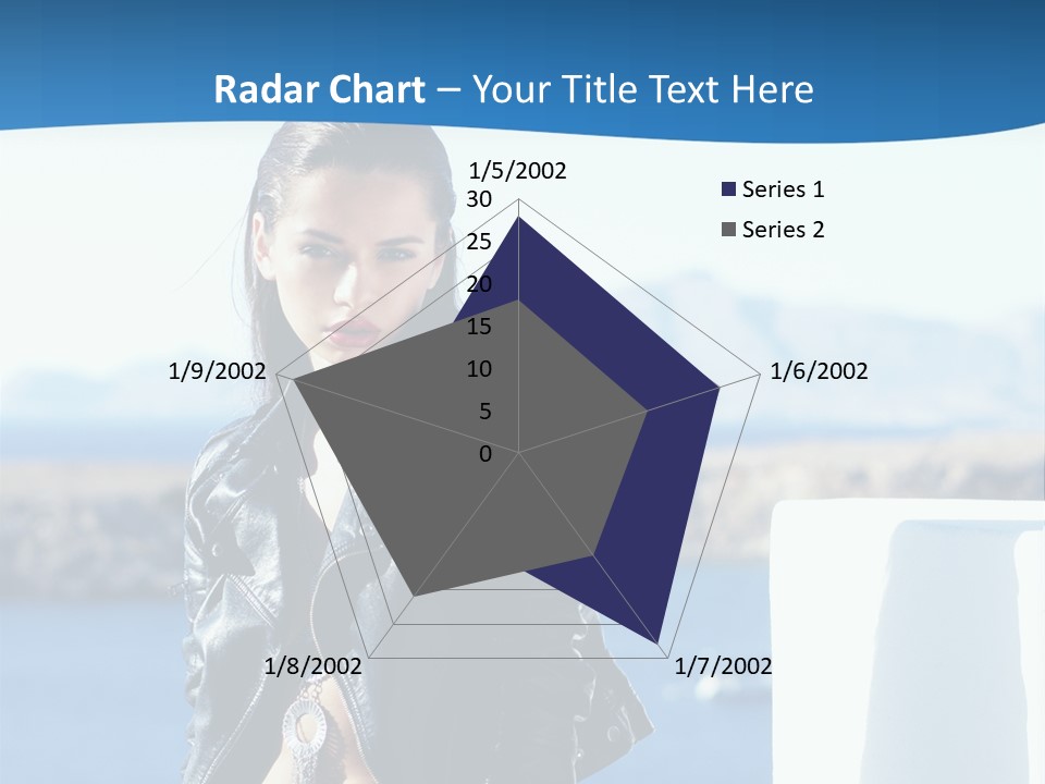 A Woman In A Leather Jacket Is Posing For A Picture PowerPoint Template