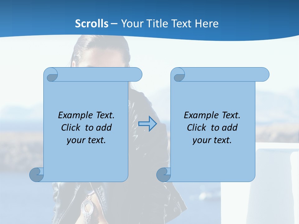 A Woman In A Leather Jacket Is Posing For A Picture PowerPoint Template