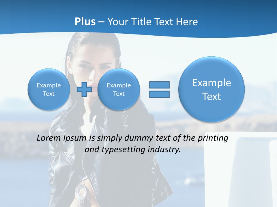 A Woman In A Leather Jacket Is Posing For A Picture PowerPoint Template