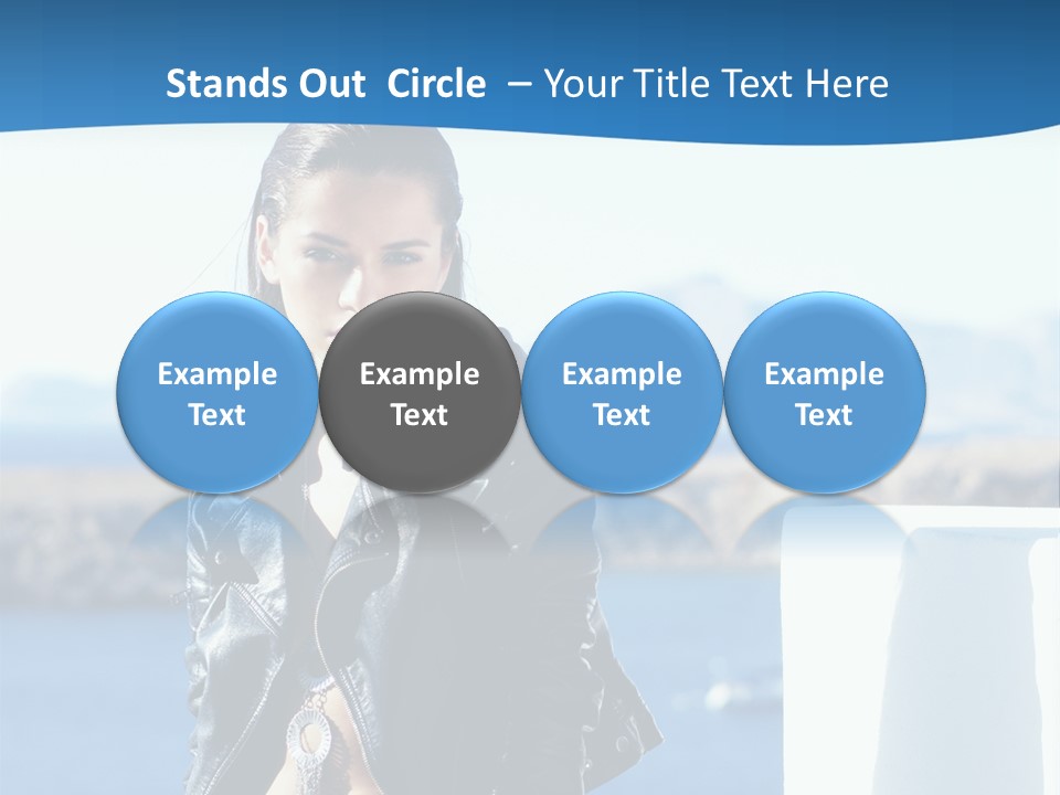A Woman In A Leather Jacket Is Posing For A Picture PowerPoint Template