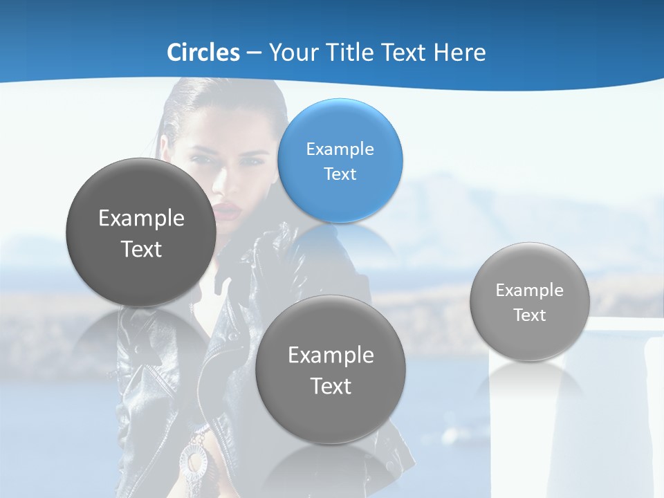 A Woman In A Leather Jacket Is Posing For A Picture PowerPoint Template