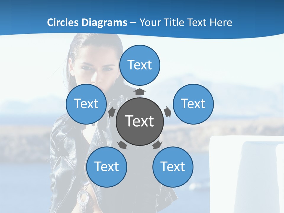 A Woman In A Leather Jacket Is Posing For A Picture PowerPoint Template