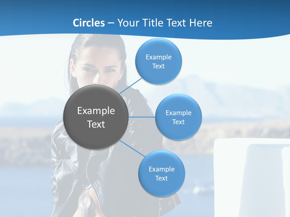 A Woman In A Leather Jacket Is Posing For A Picture PowerPoint Template