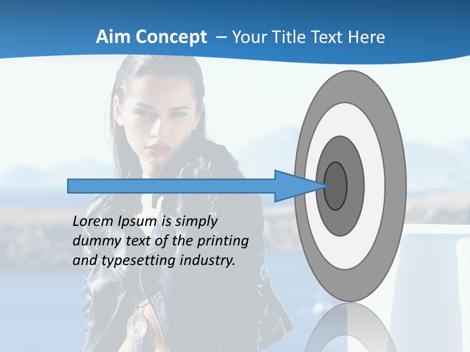 A Woman In A Leather Jacket Is Posing For A Picture PowerPoint Template