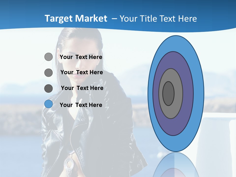 A Woman In A Leather Jacket Is Posing For A Picture PowerPoint Template