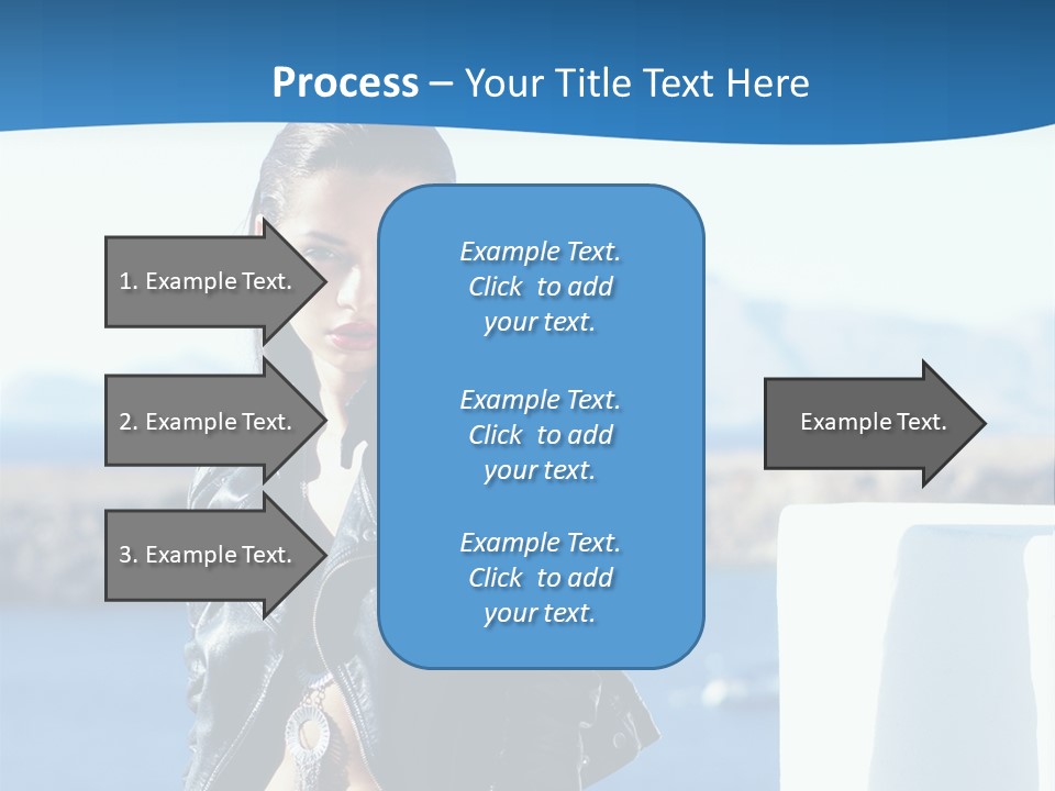 A Woman In A Leather Jacket Is Posing For A Picture PowerPoint Template