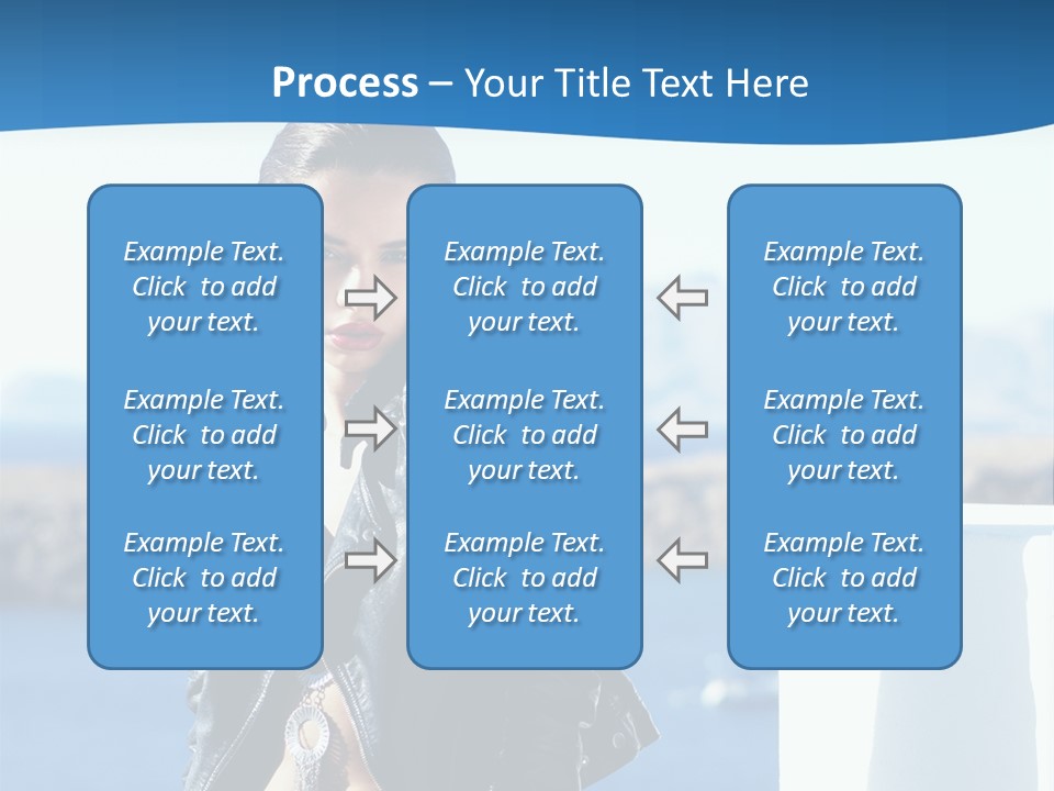 A Woman In A Leather Jacket Is Posing For A Picture PowerPoint Template