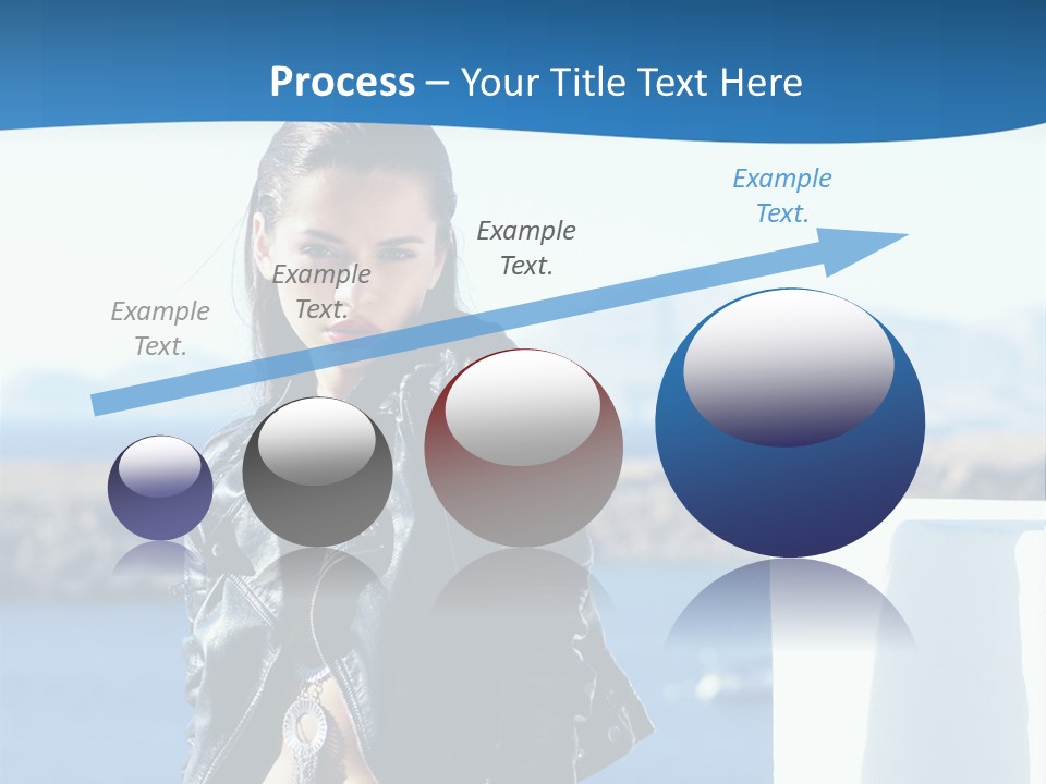 A Woman In A Leather Jacket Is Posing For A Picture PowerPoint Template