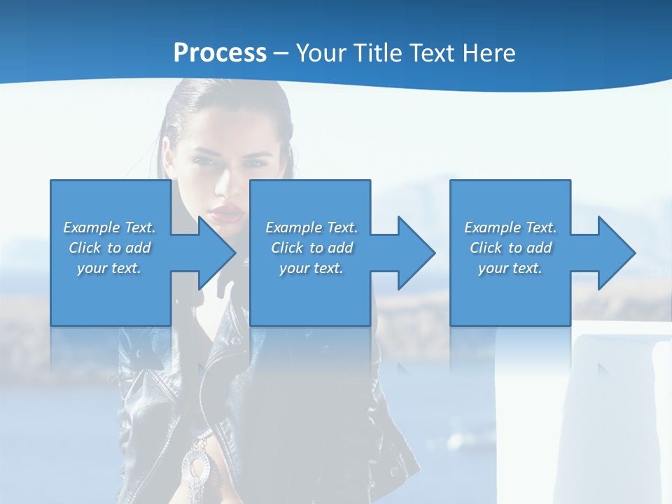 A Woman In A Leather Jacket Is Posing For A Picture PowerPoint Template