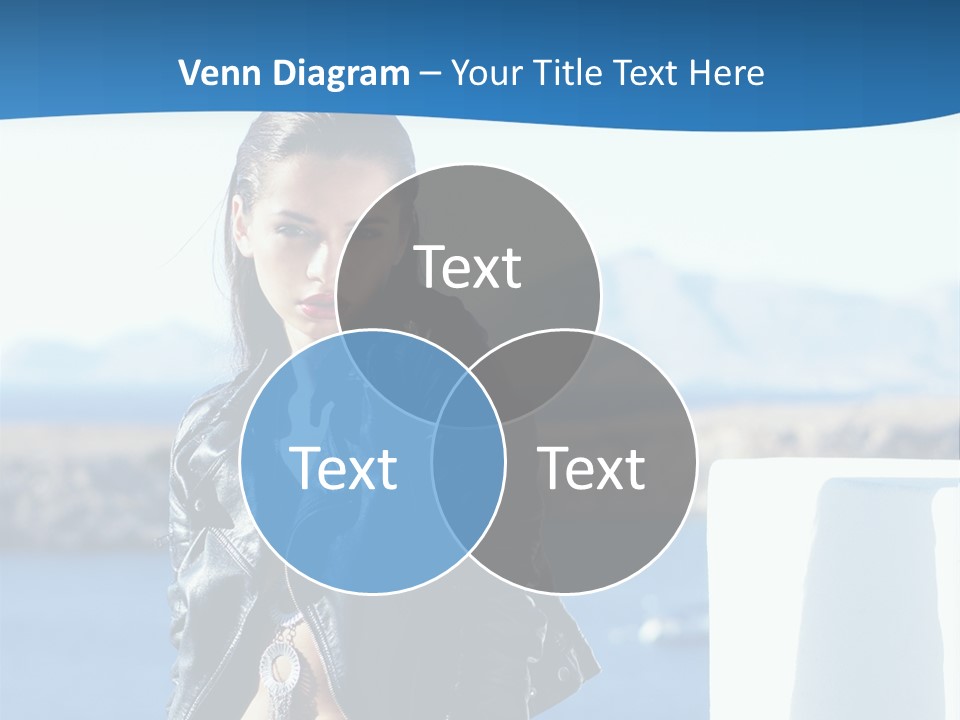 A Woman In A Leather Jacket Is Posing For A Picture PowerPoint Template