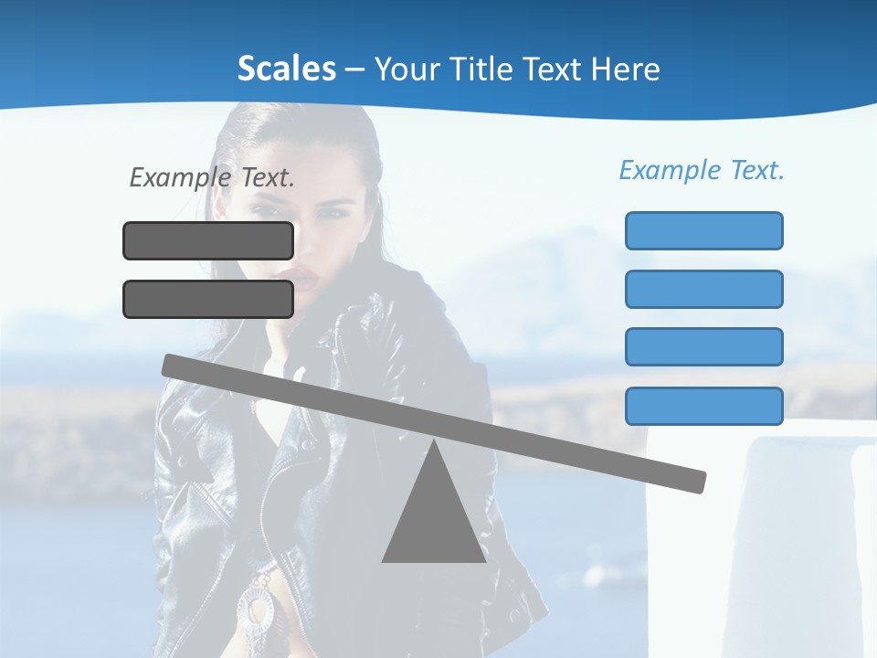 A Woman In A Leather Jacket Is Posing For A Picture PowerPoint Template