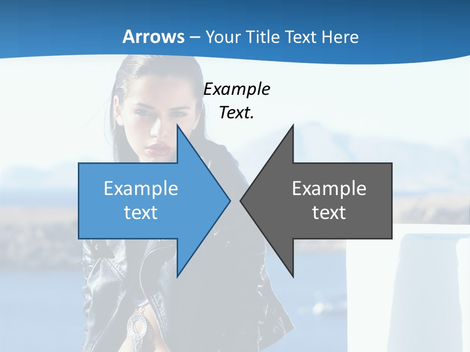 A Woman In A Leather Jacket Is Posing For A Picture PowerPoint Template