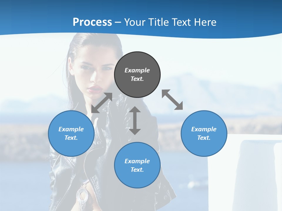 A Woman In A Leather Jacket Is Posing For A Picture PowerPoint Template