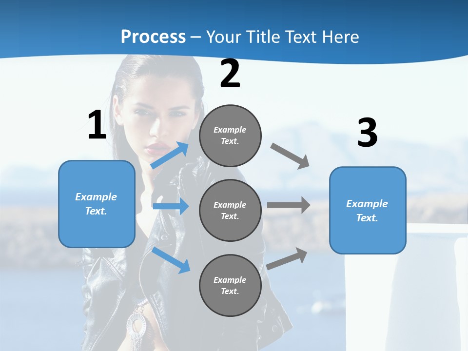 A Woman In A Leather Jacket Is Posing For A Picture PowerPoint Template