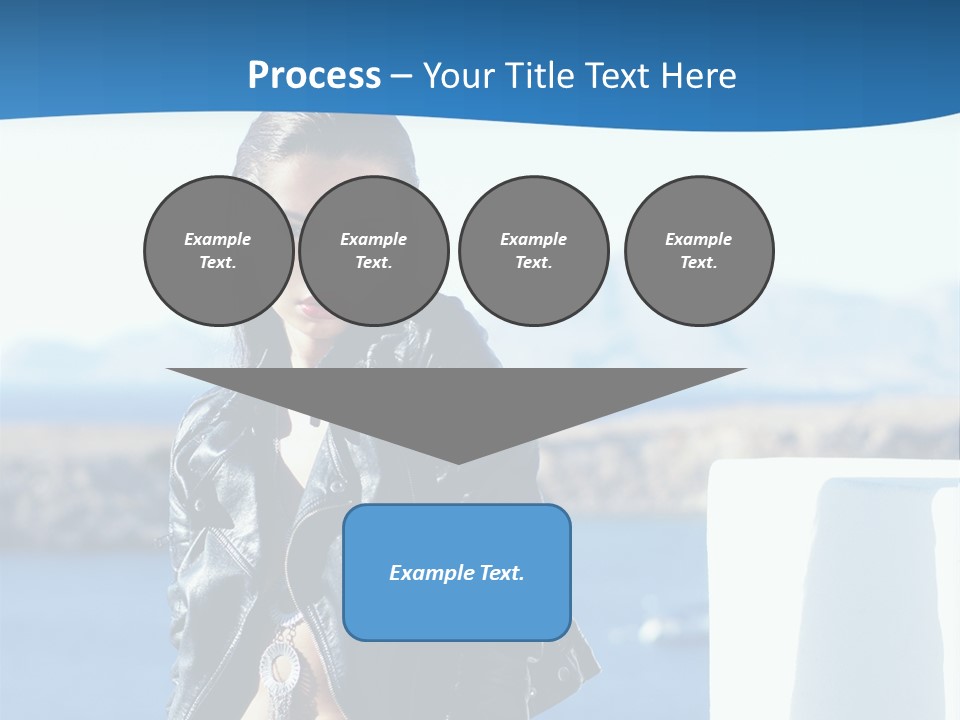 A Woman In A Leather Jacket Is Posing For A Picture PowerPoint Template