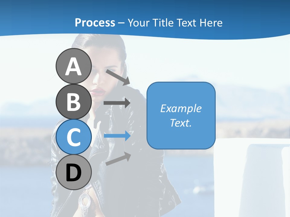 A Woman In A Leather Jacket Is Posing For A Picture PowerPoint Template