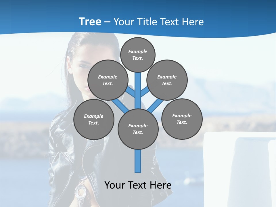 A Woman In A Leather Jacket Is Posing For A Picture PowerPoint Template