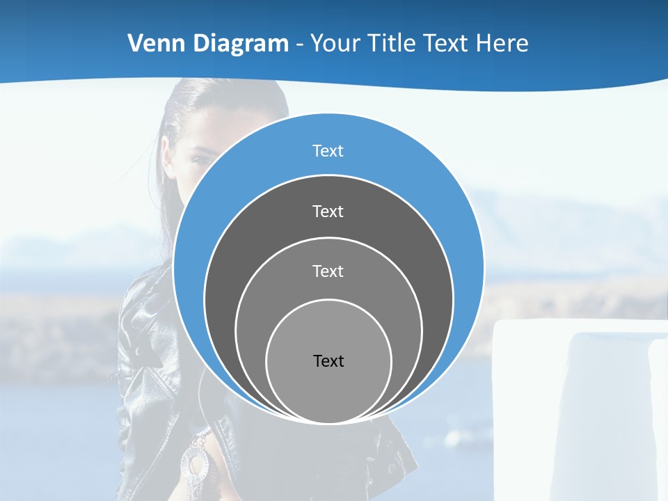 A Woman In A Leather Jacket Is Posing For A Picture PowerPoint Template
