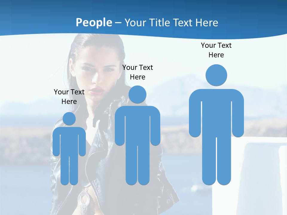 A Woman In A Leather Jacket Is Posing For A Picture PowerPoint Template