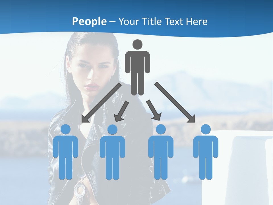 A Woman In A Leather Jacket Is Posing For A Picture PowerPoint Template