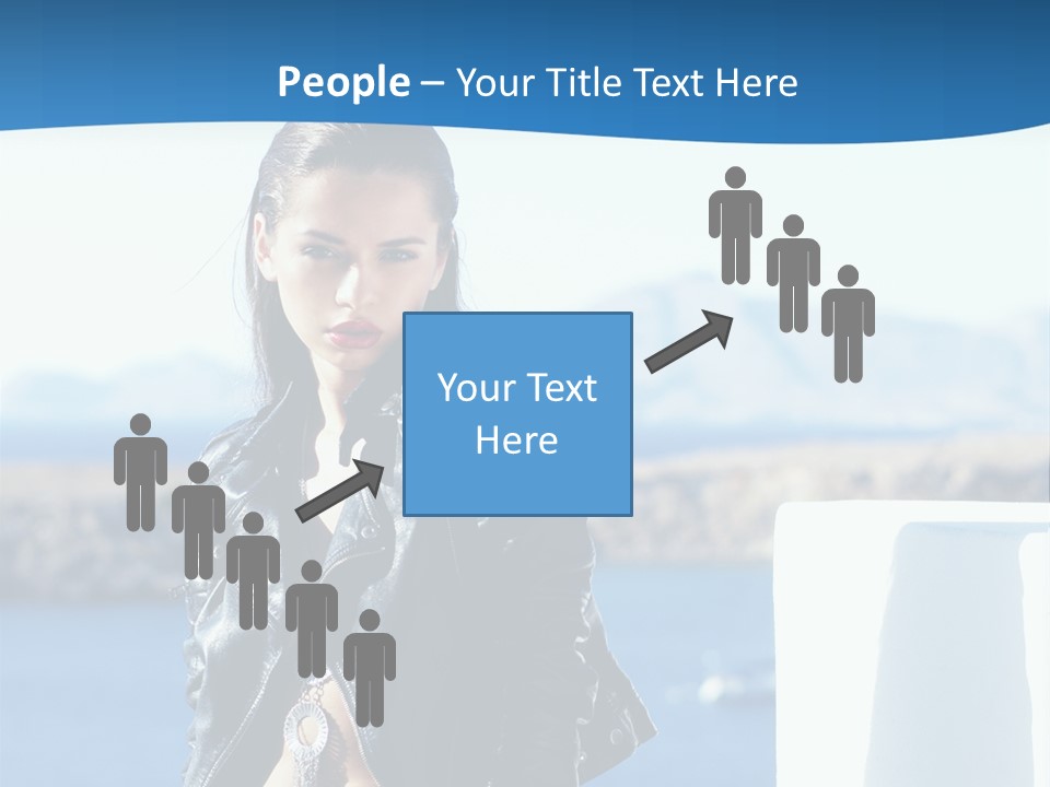 A Woman In A Leather Jacket Is Posing For A Picture PowerPoint Template