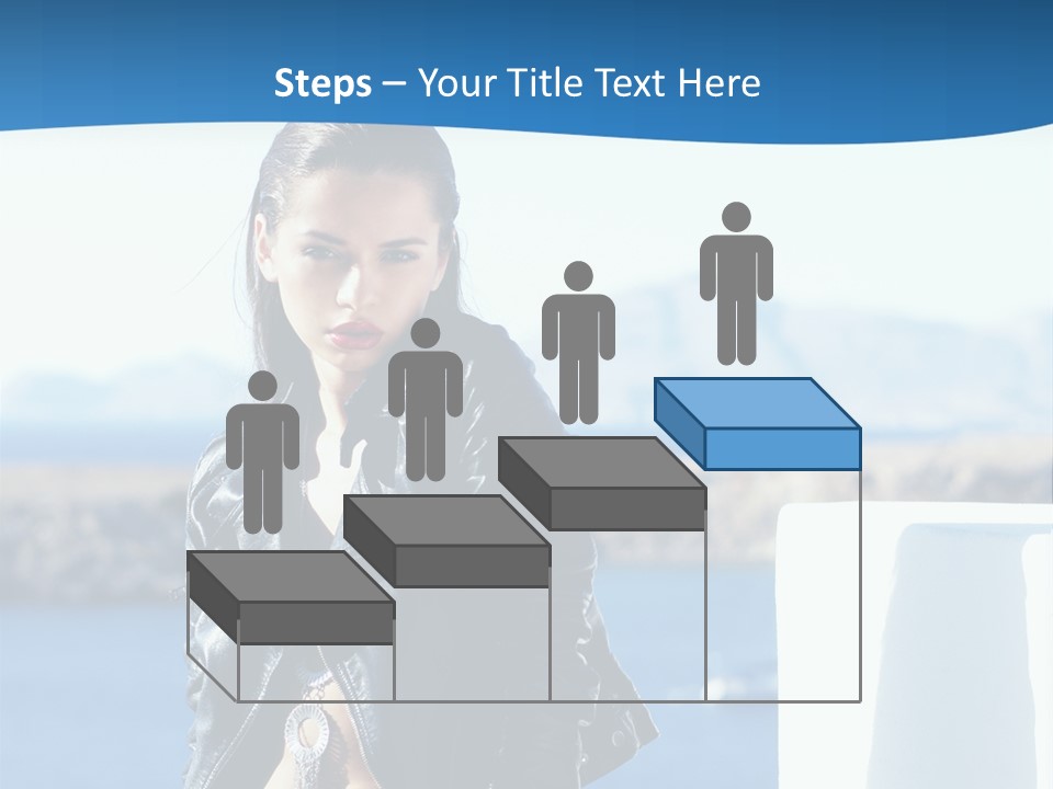 A Woman In A Leather Jacket Is Posing For A Picture PowerPoint Template