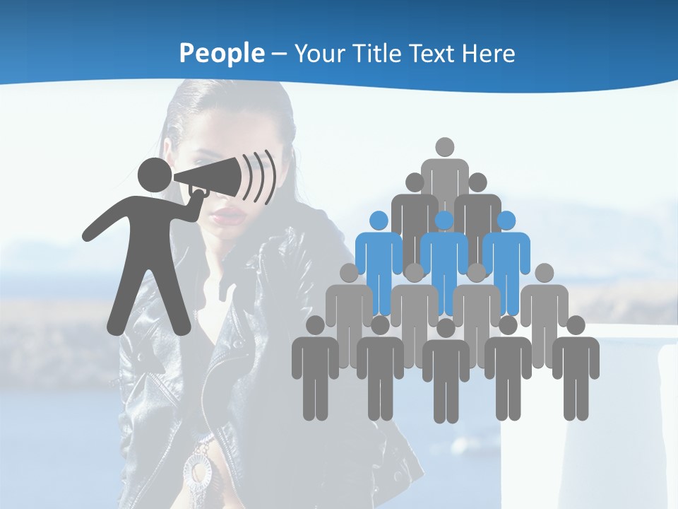 A Woman In A Leather Jacket Is Posing For A Picture PowerPoint Template