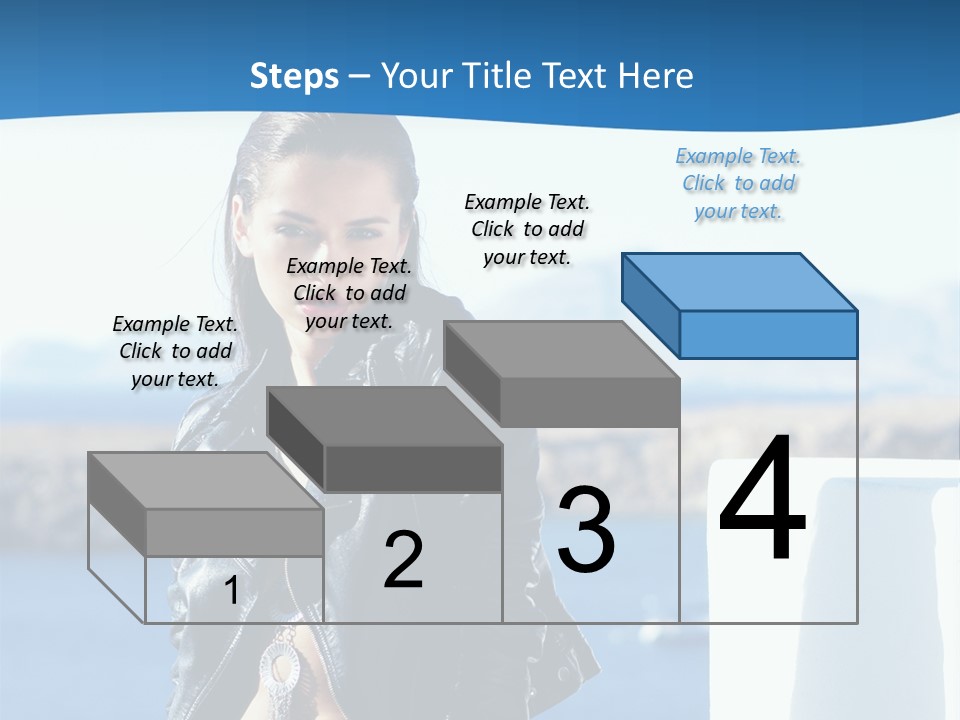 A Woman In A Leather Jacket Is Posing For A Picture PowerPoint Template