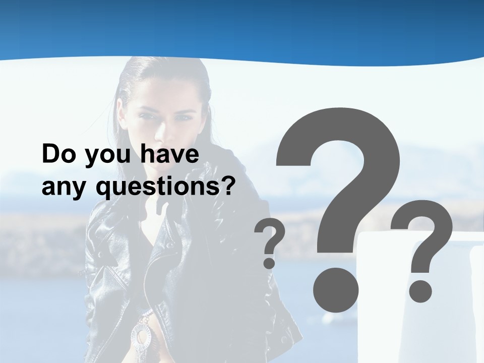 A Woman In A Leather Jacket Is Posing For A Picture PowerPoint Template