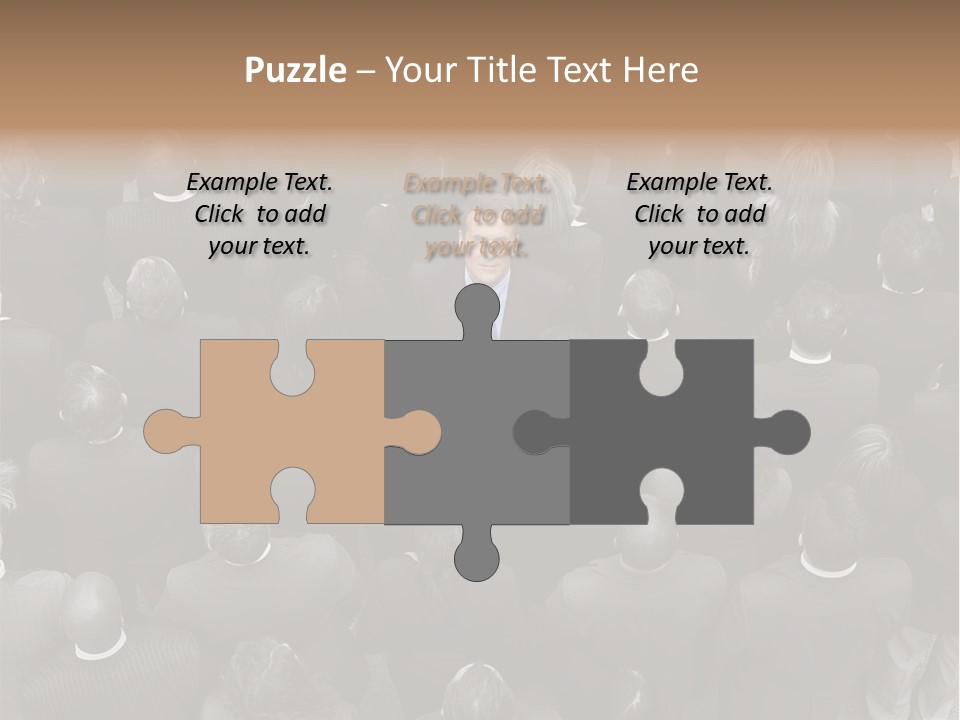 A Man In A Suit Standing In Front Of A Crowd Of People PowerPoint Template