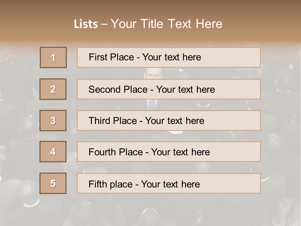 A Man In A Suit Standing In Front Of A Crowd Of People PowerPoint Template