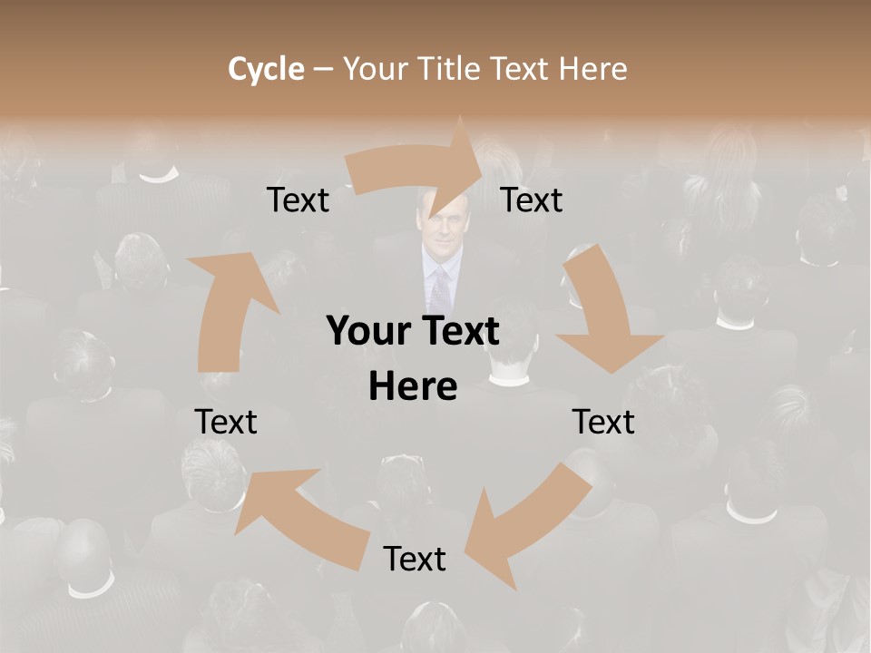 A Man In A Suit Standing In Front Of A Crowd Of People PowerPoint Template