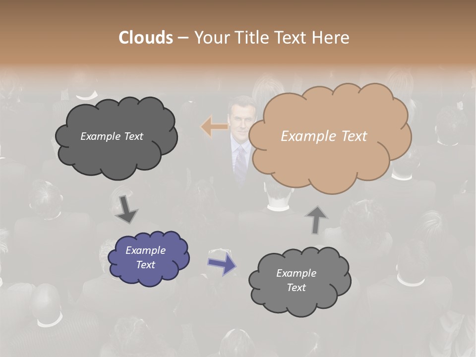 A Man In A Suit Standing In Front Of A Crowd Of People PowerPoint Template